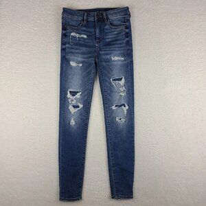 American Eagle Jeans Women's Long Blue High-Waisted Skinny Jeans